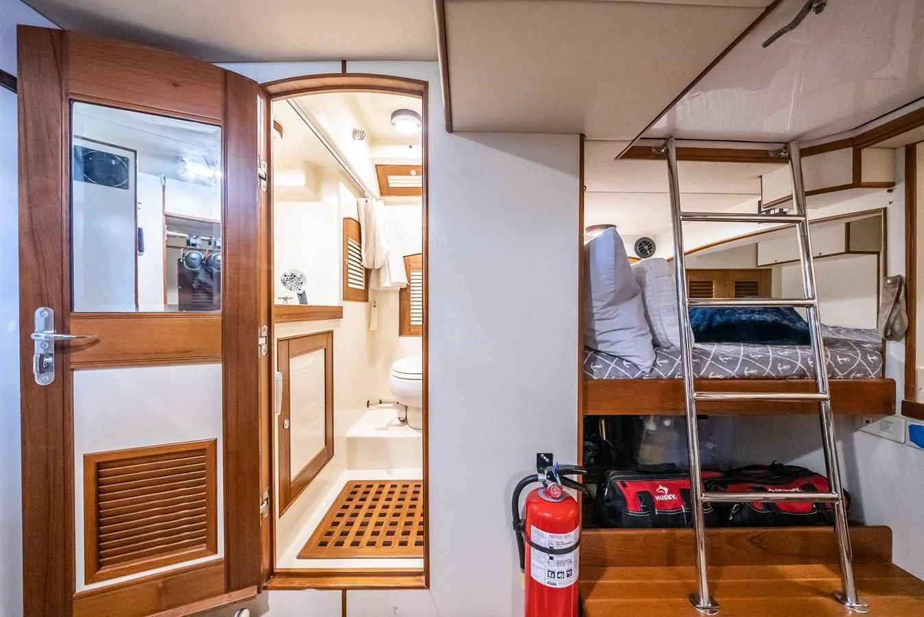 a ladder in a room aboard HALCYON SEAS Yacht for Sale