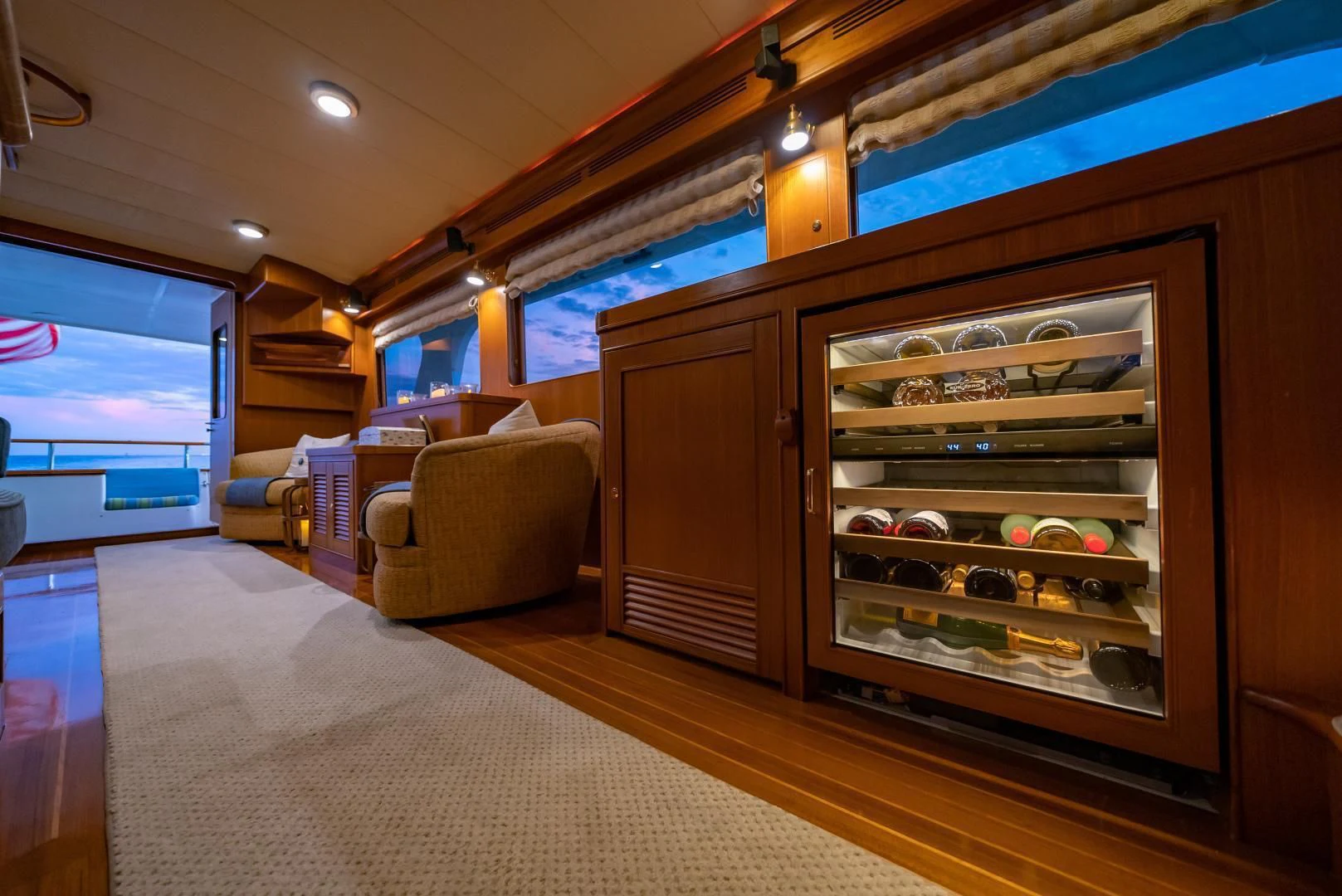 a room with a glass case aboard HALCYON SEAS Yacht for Sale