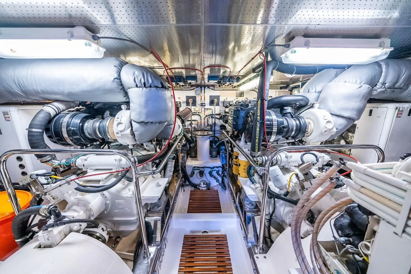 a car engine with a few parts aboard HALCYON SEAS Yacht for Sale