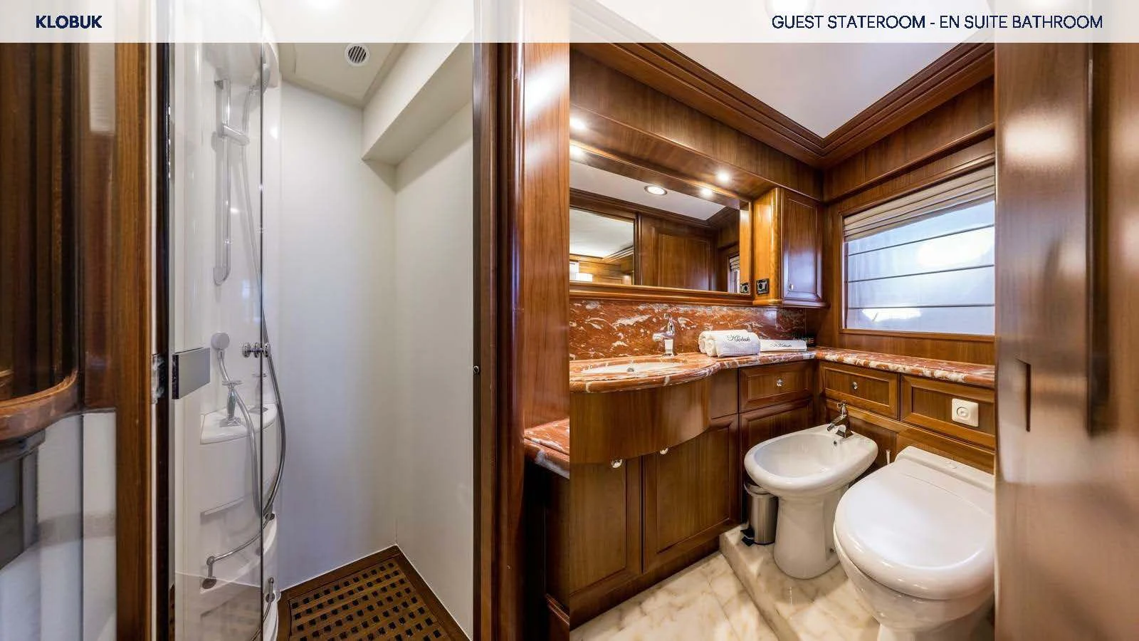 a bathroom with a toilet and a sink aboard KLOBUK Yacht for Charter