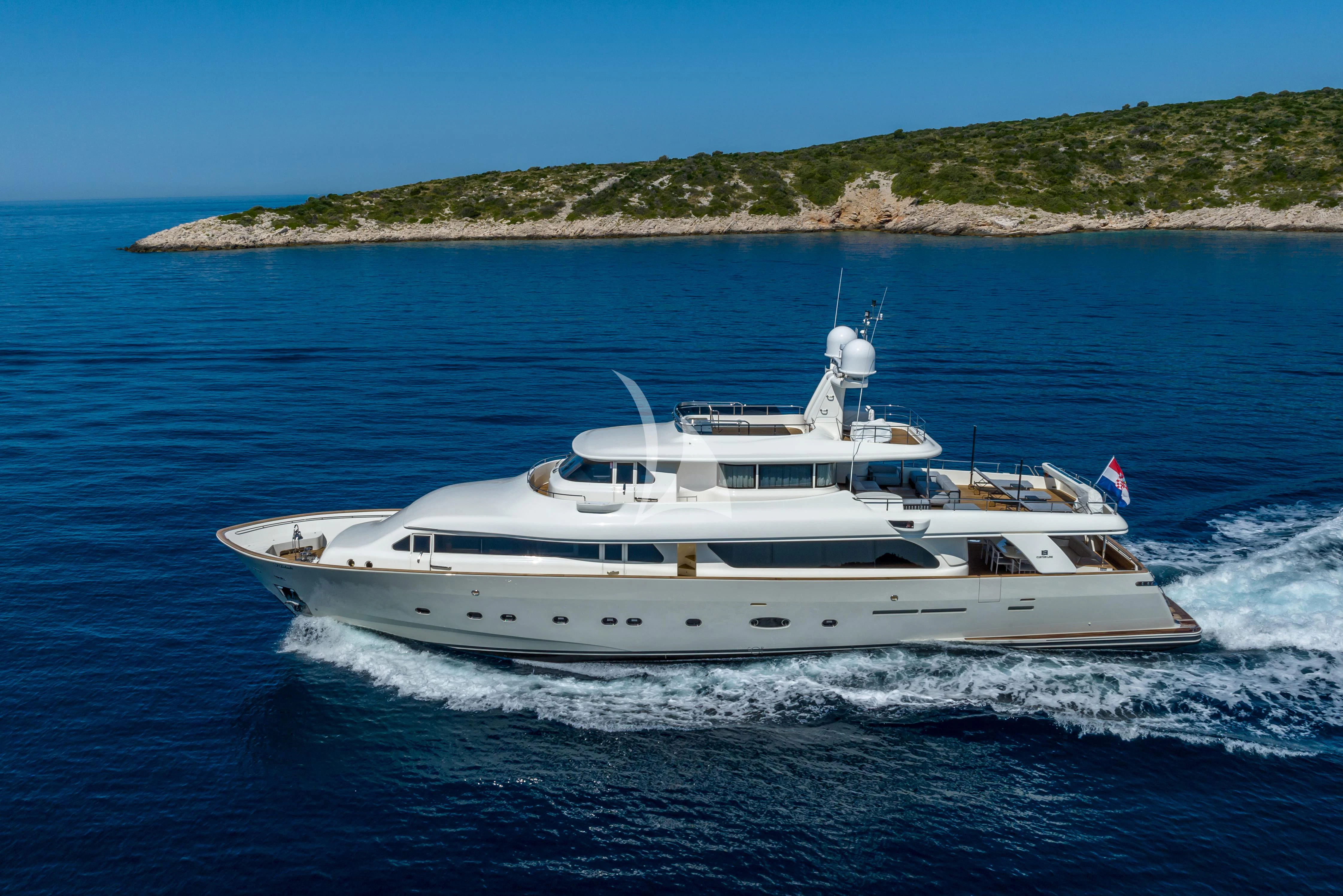 a white yacht on the water aboard KLOBUK Yacht for Charter