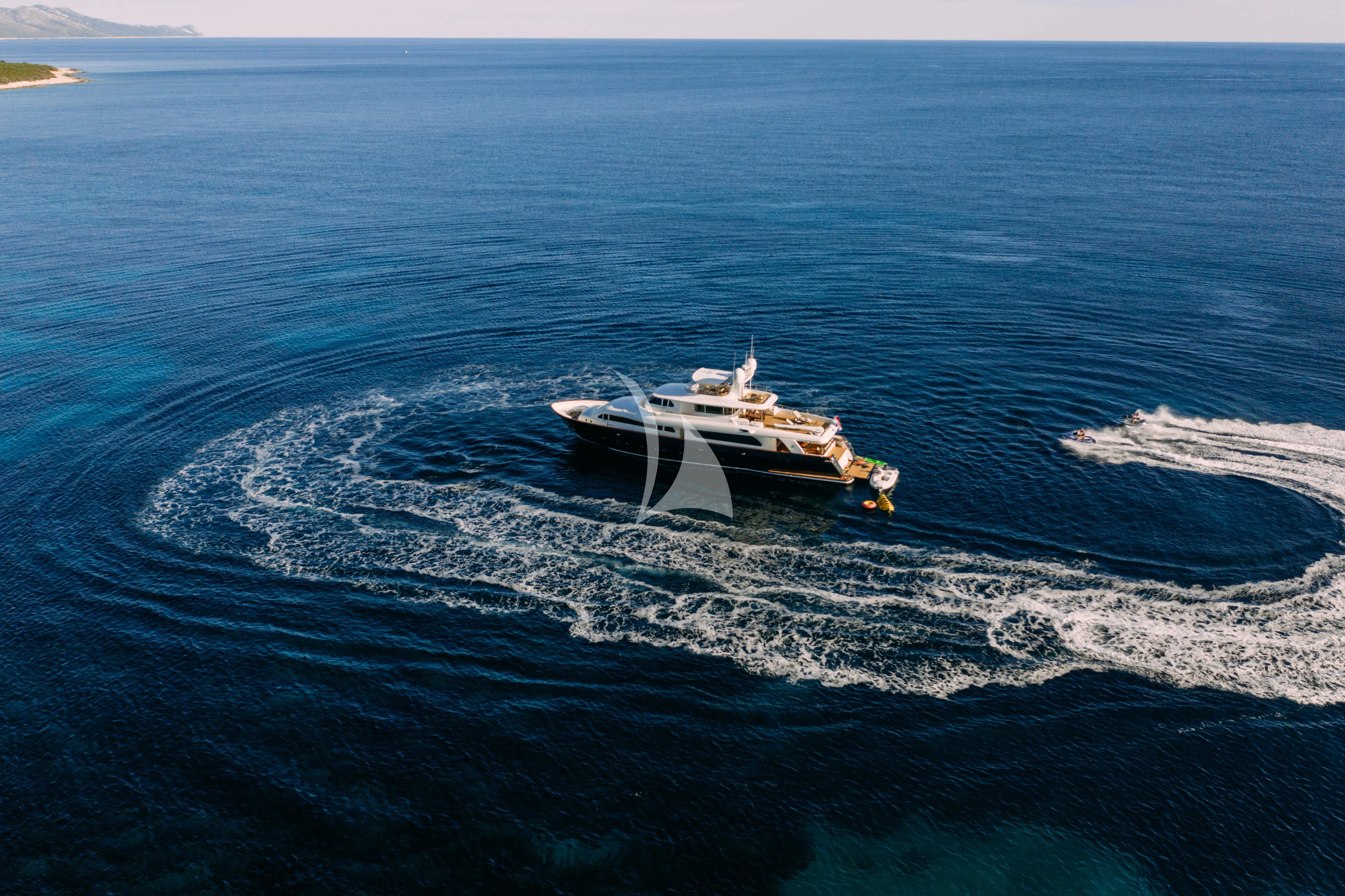 a ship in the ocean aboard KLOBUK Yacht for Charter