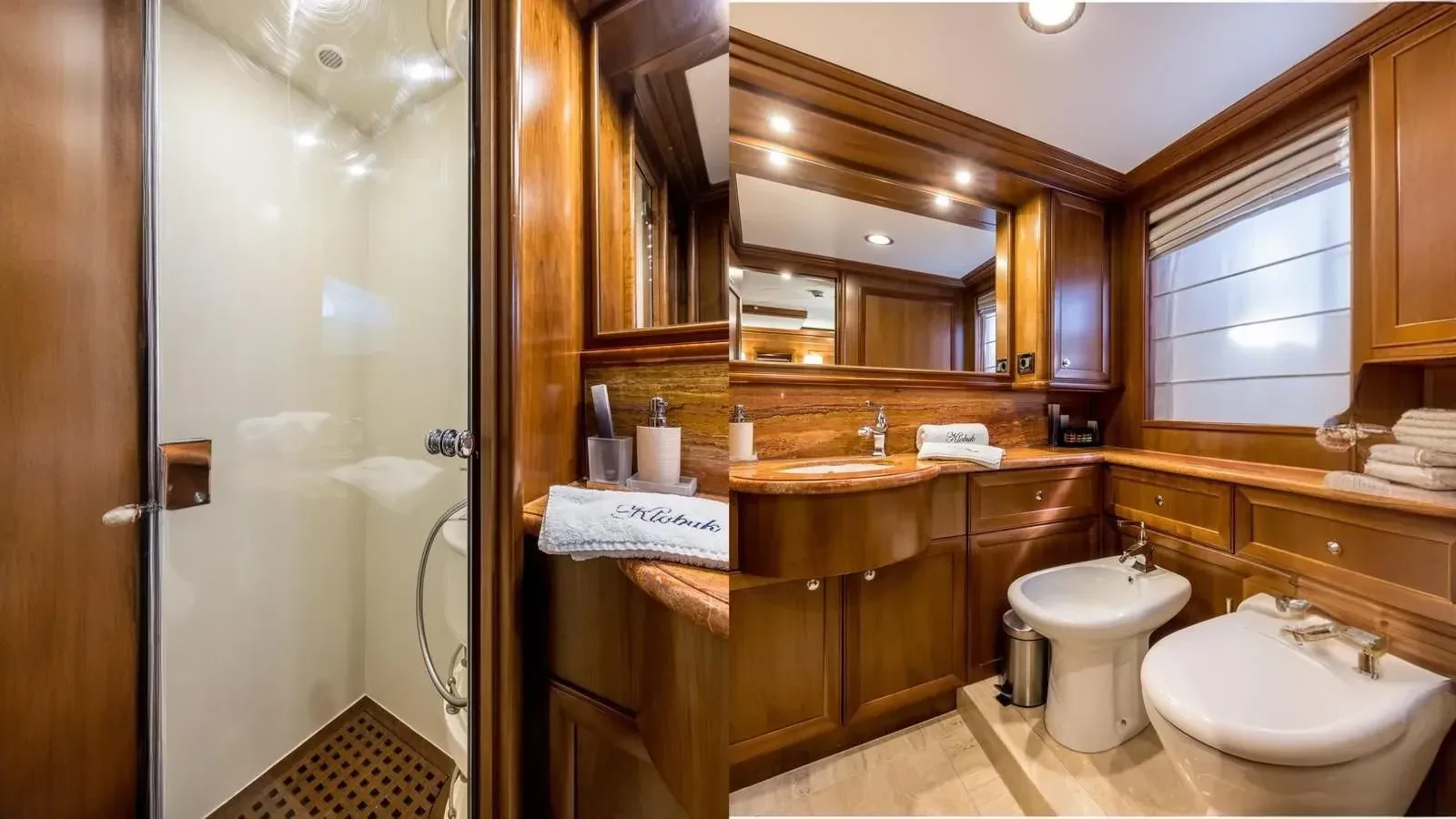 a bathroom with a toilet and a sink aboard KLOBUK Yacht for Charter