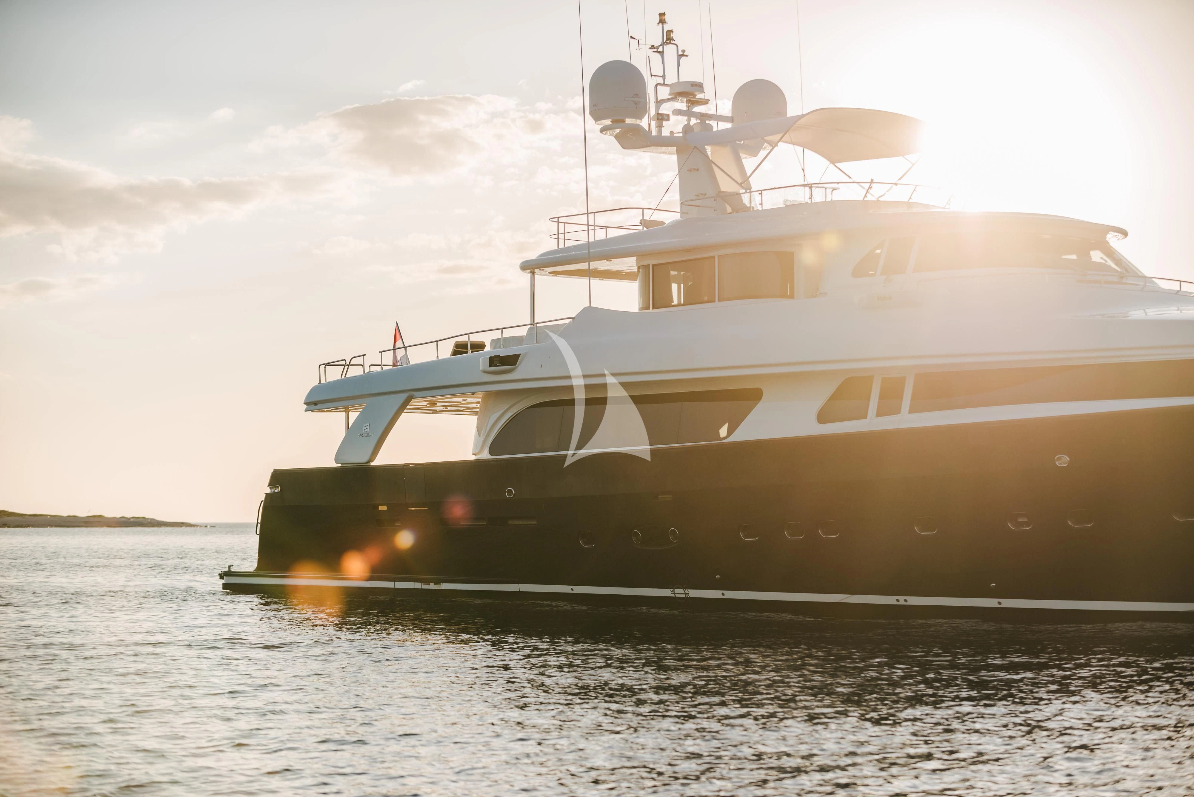a large ship in the water aboard KLOBUK Yacht for Charter