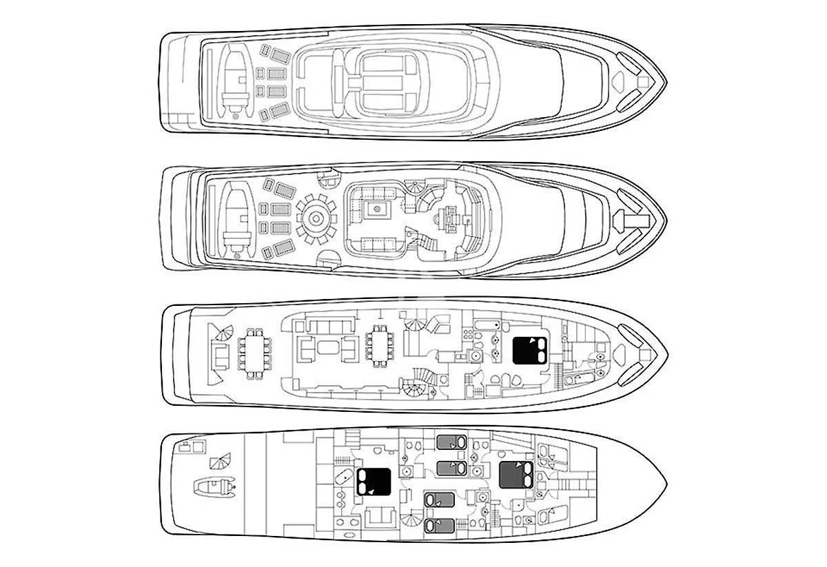diagram, engineering drawing aboard KLOBUK Yacht for Charter