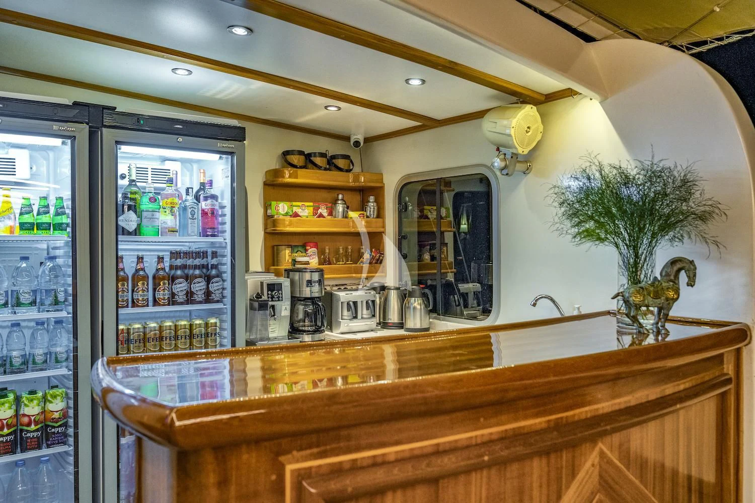 a bar with a plant in it aboard TERSANE 8 Yacht for Sale