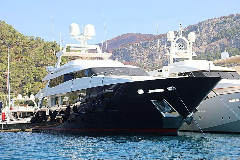 a large boat in the water aboard BLUE SCORPION Yacht for Sale