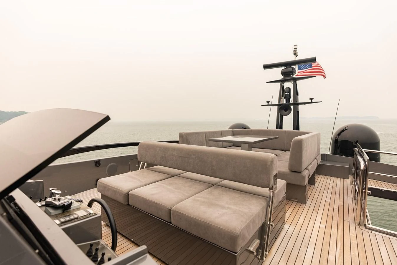 a boat on a deck aboard TINE V Yacht for Sale