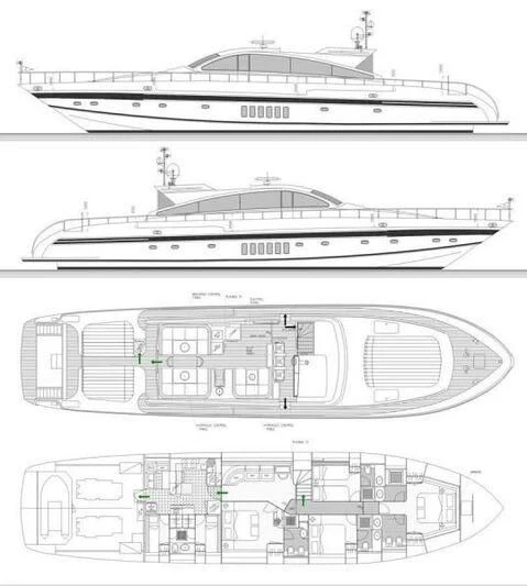 diagram, engineering drawing aboard TENDER TO Yacht for Sale