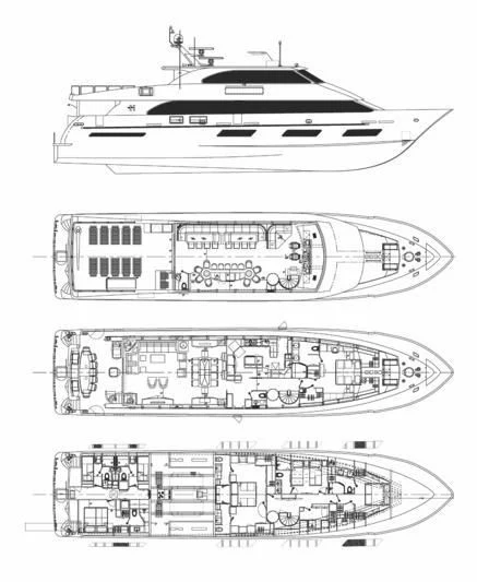 diagram, engineering drawing aboard OBSESSION Yacht for Sale