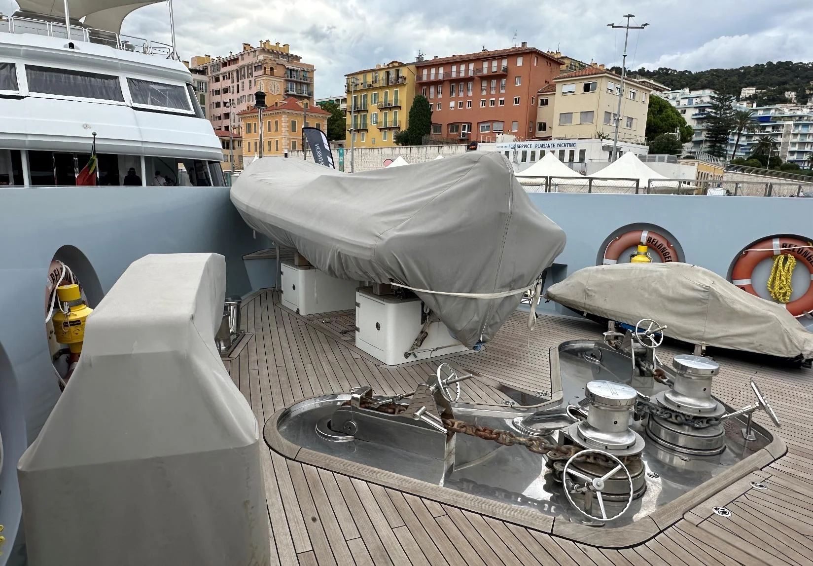 a boat on a deck aboard BELONGERS Yacht for Sale
