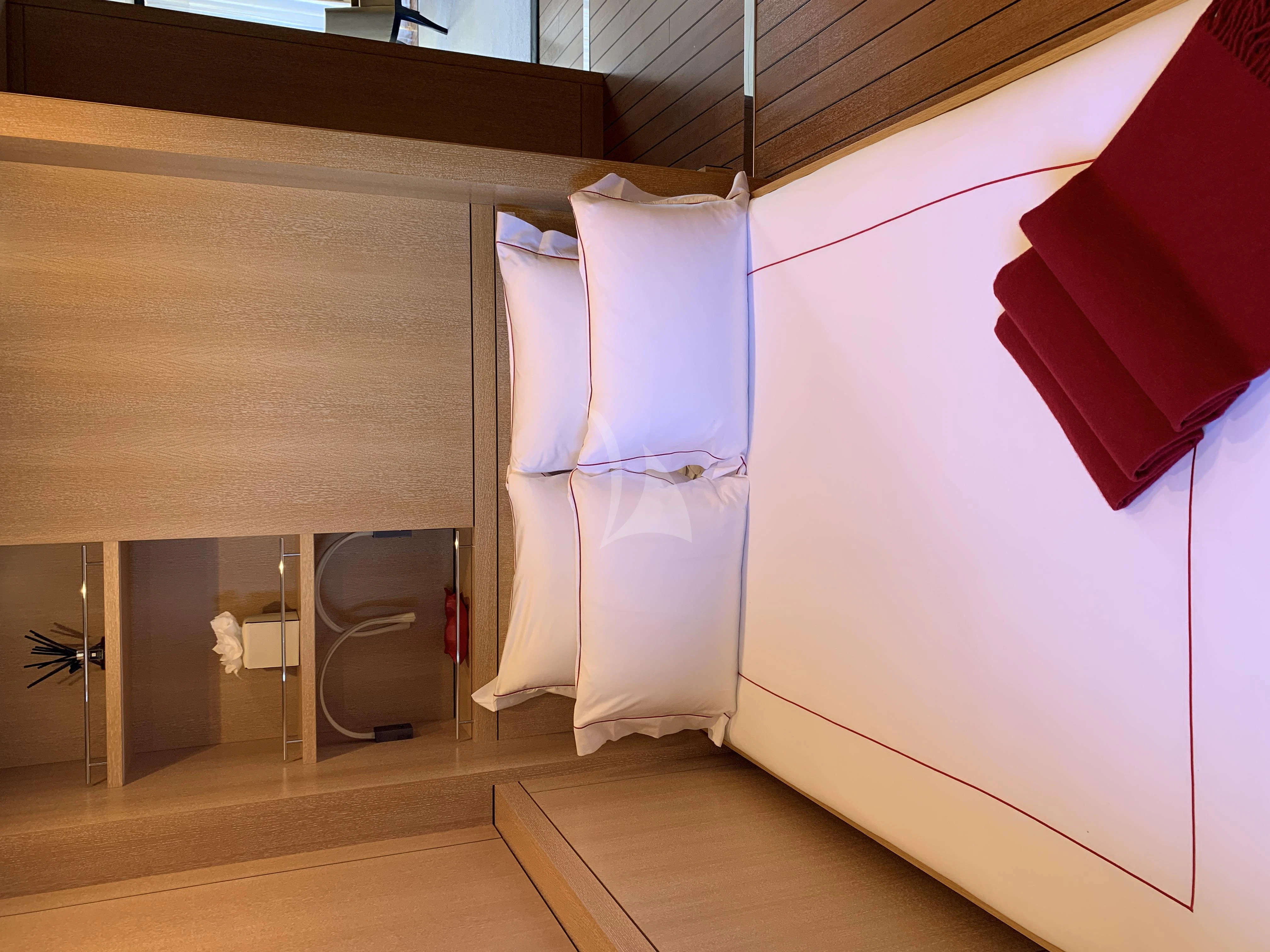 a room with a few towels on the wall aboard BELONGERS Yacht for Sale