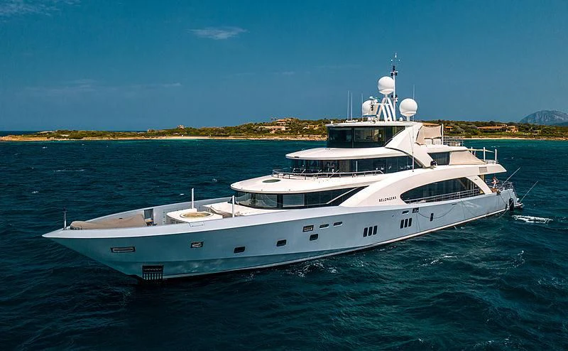 a white yacht in the water aboard BELONGERS Yacht for Sale