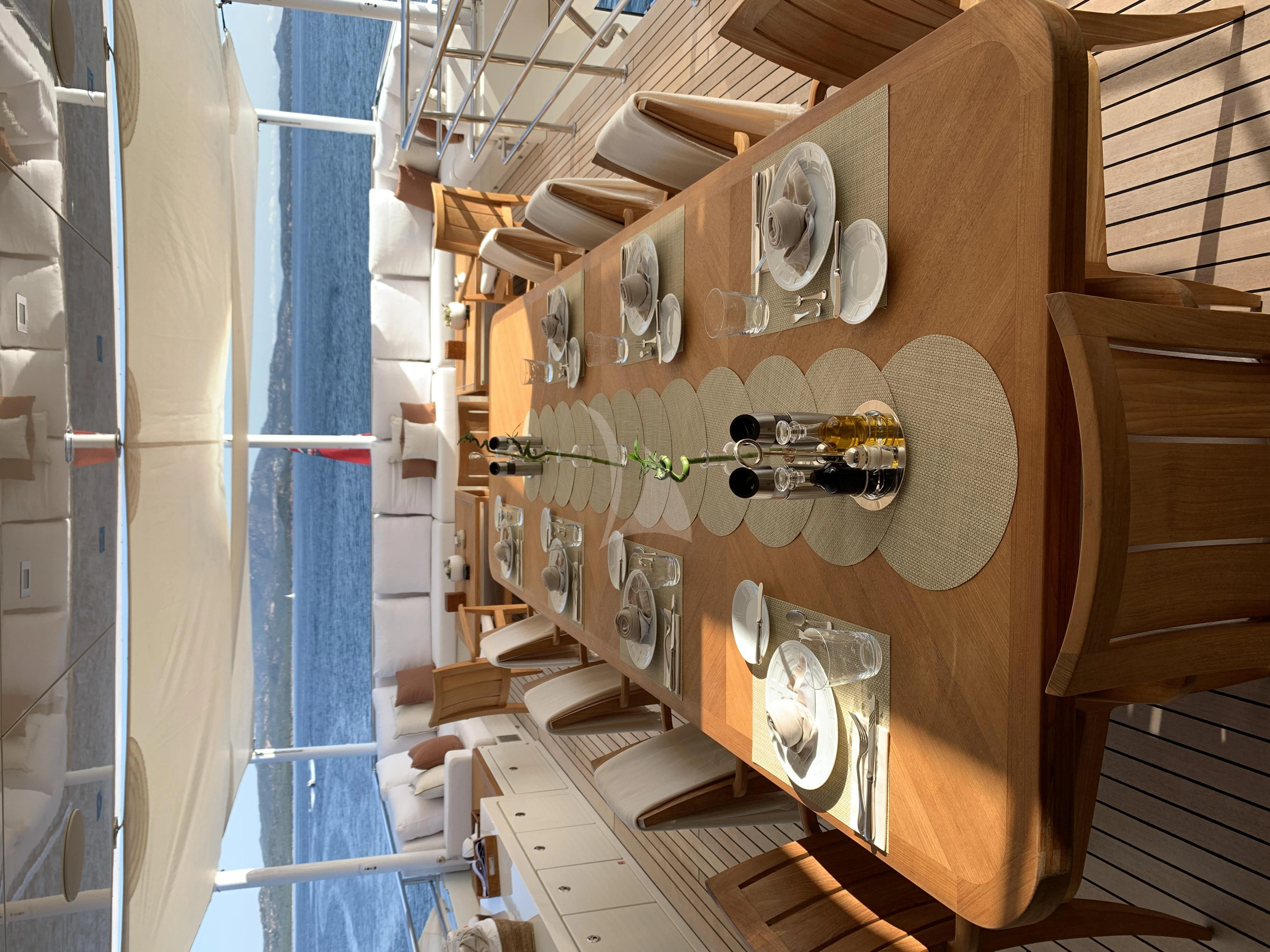a large room with many fans aboard BELONGERS Yacht for Sale