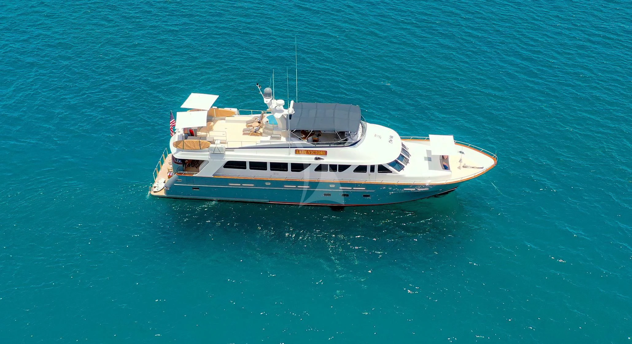 a boat in the water aboard LADY VICTORY Yacht for Sale