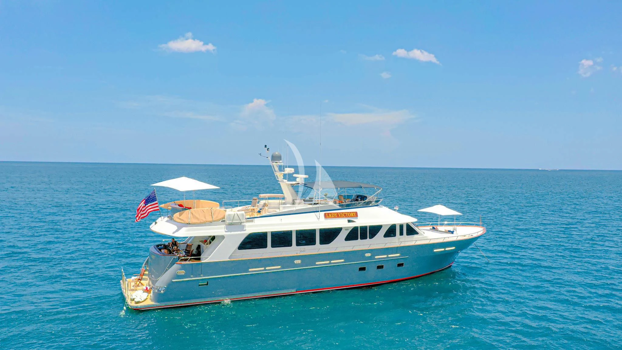 a boat in the water aboard LADY VICTORY Yacht for Sale