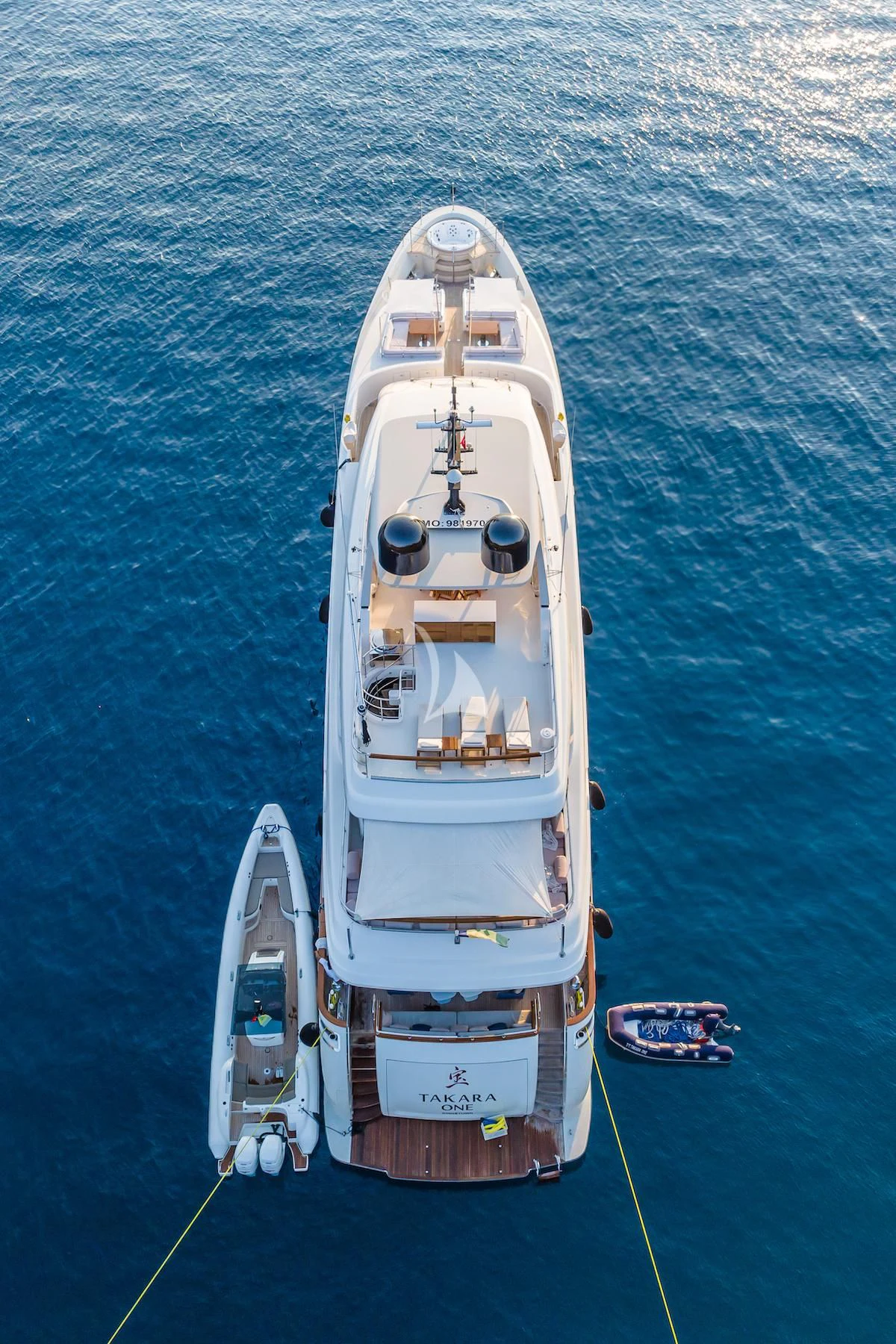 a boat on the water aboard TAKARA ONE Yacht for Charter