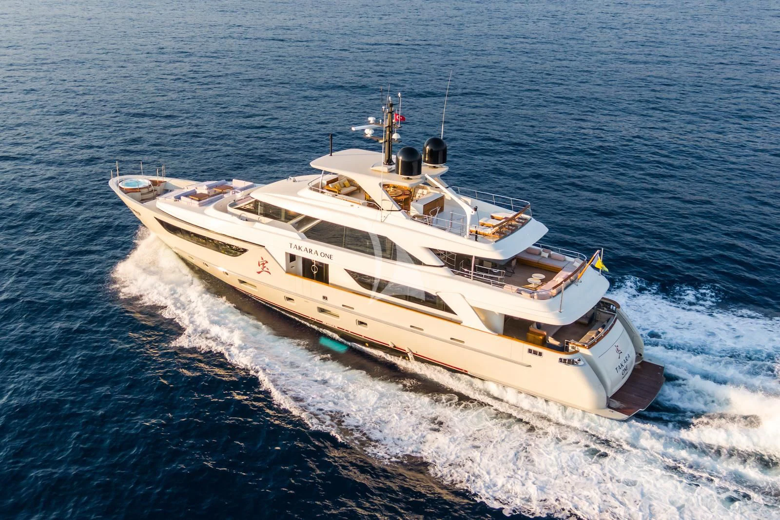 a boat on the water aboard TAKARA ONE Yacht for Charter