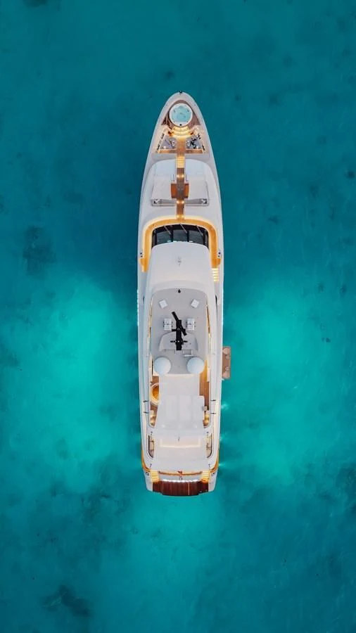 a rocket on a green surface aboard TAKARA ONE Yacht for Charter