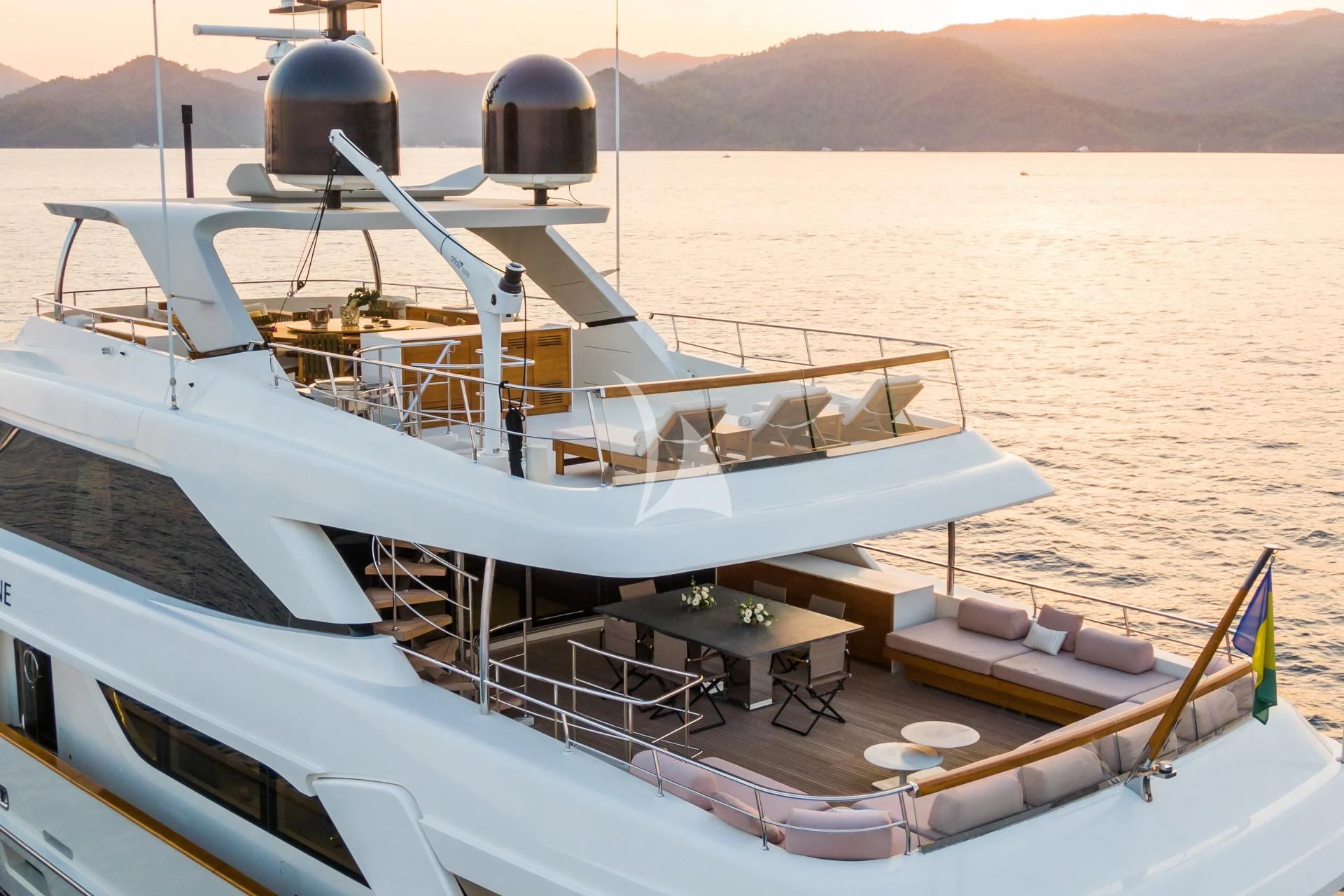 a boat on the sand aboard TAKARA ONE Yacht for Charter