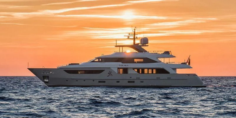 a large ship in the water aboard TAKARA ONE Yacht for Charter