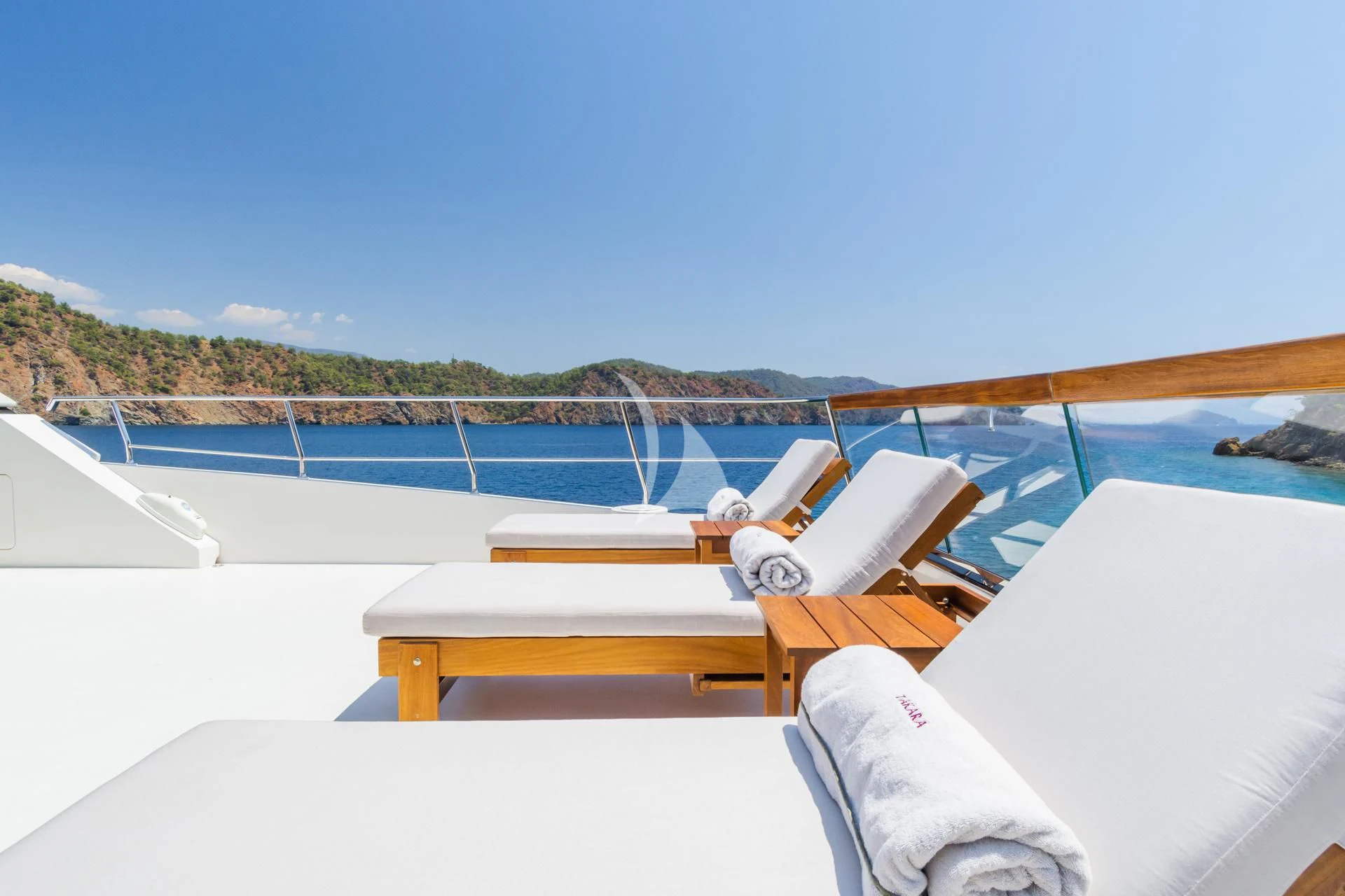 a boat on a body of water aboard TAKARA ONE Yacht for Charter