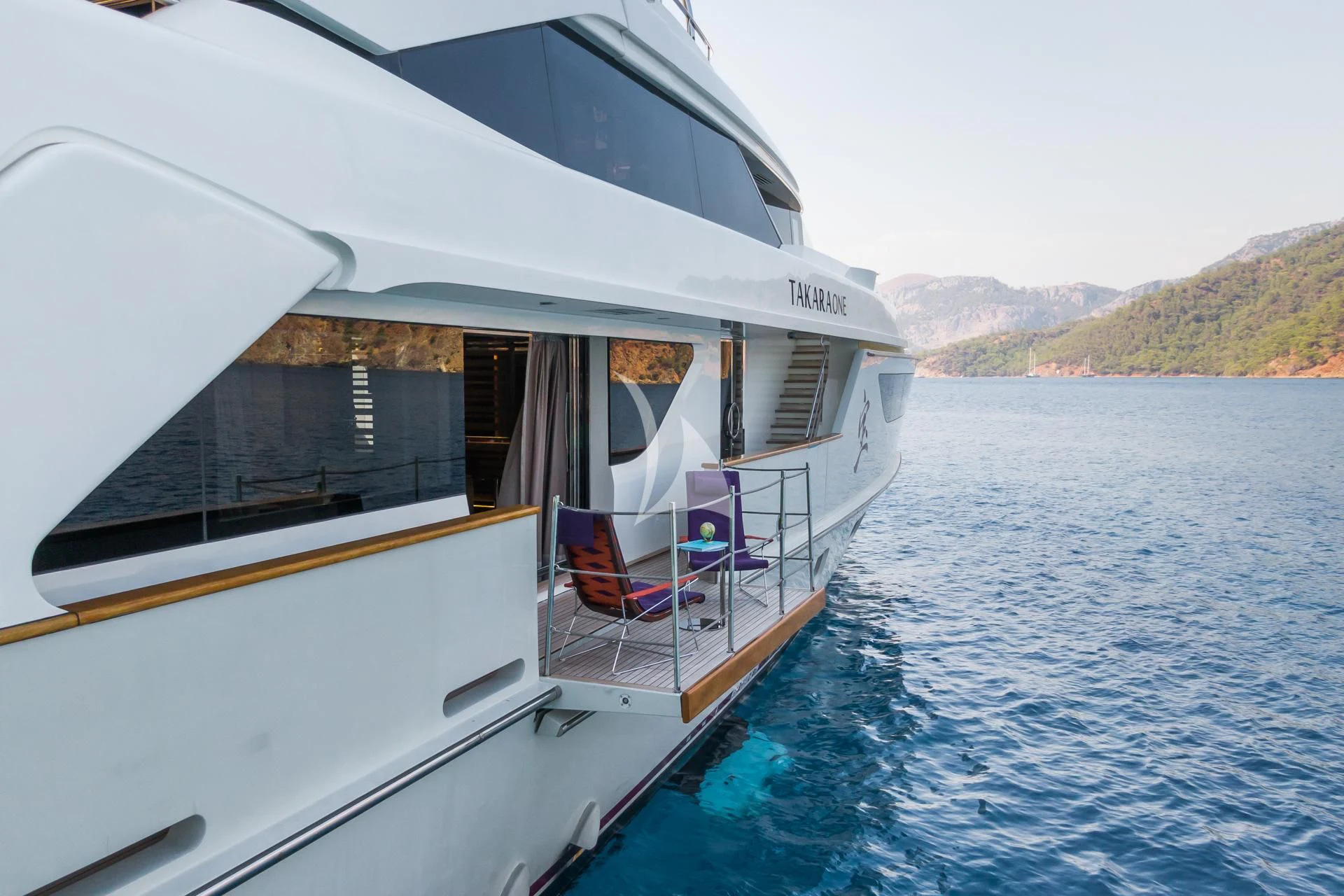 a boat on the water aboard TAKARA ONE Yacht for Charter