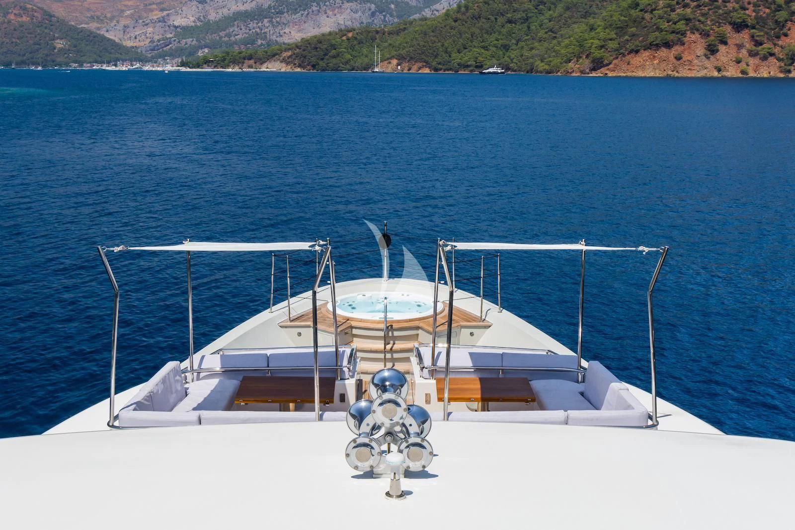 a boat on the water aboard TAKARA ONE Yacht for Charter