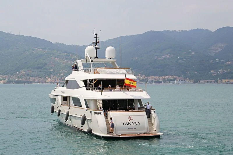 a boat on the water aboard TAKARA ONE Yacht for Charter