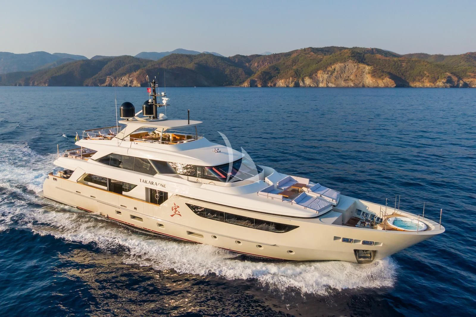 a boat on the water aboard TAKARA ONE Yacht for Charter