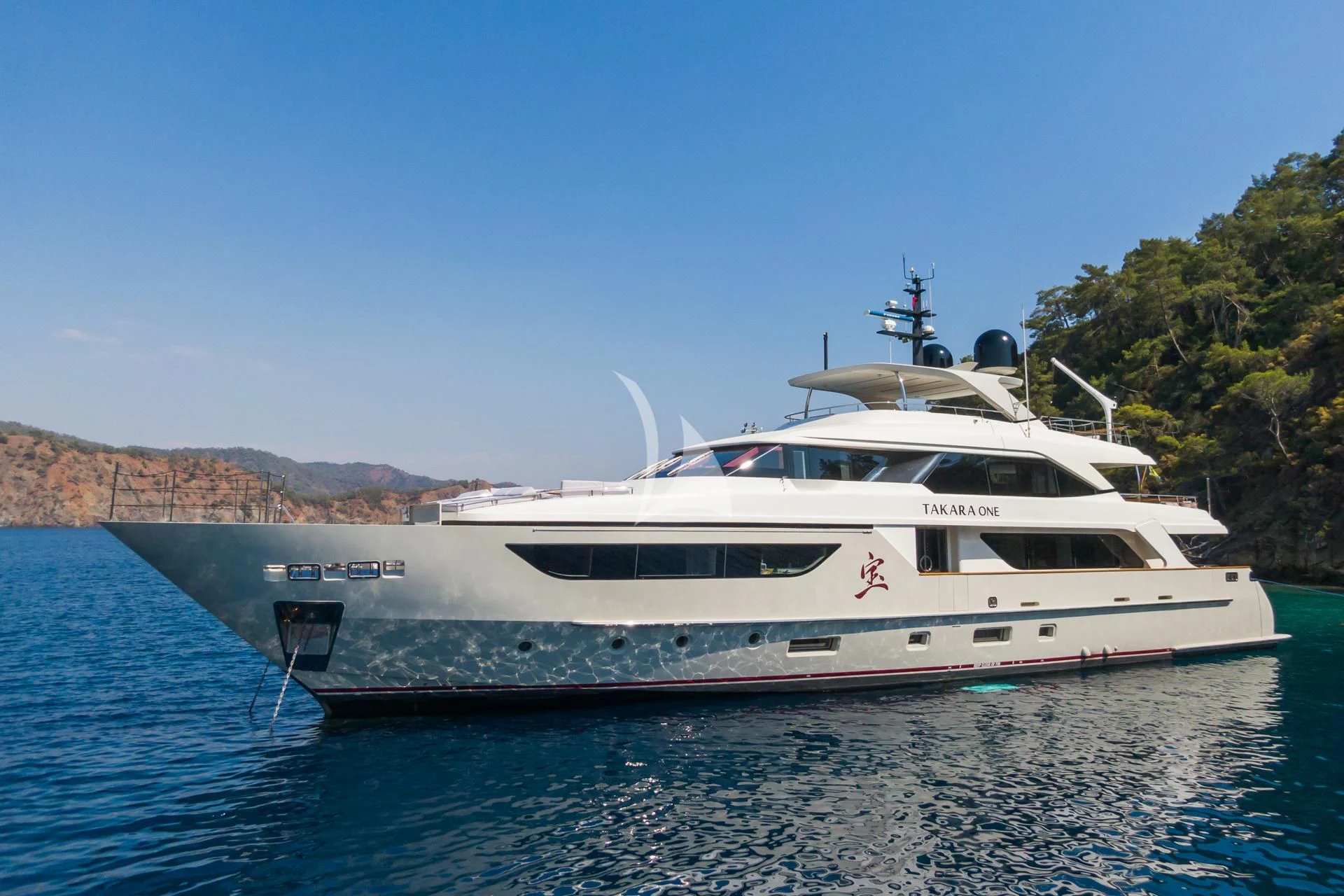 a boat on the water aboard TAKARA ONE Yacht for Charter