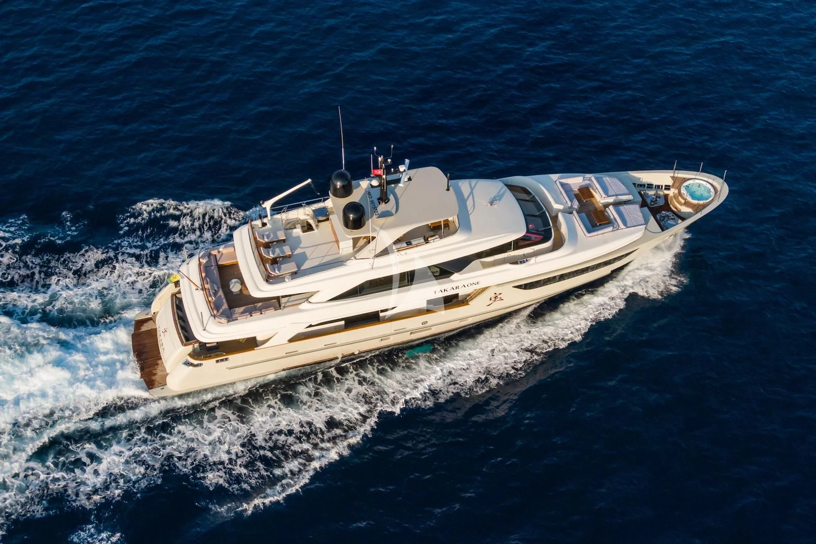 a boat on the water aboard TAKARA ONE Yacht for Charter