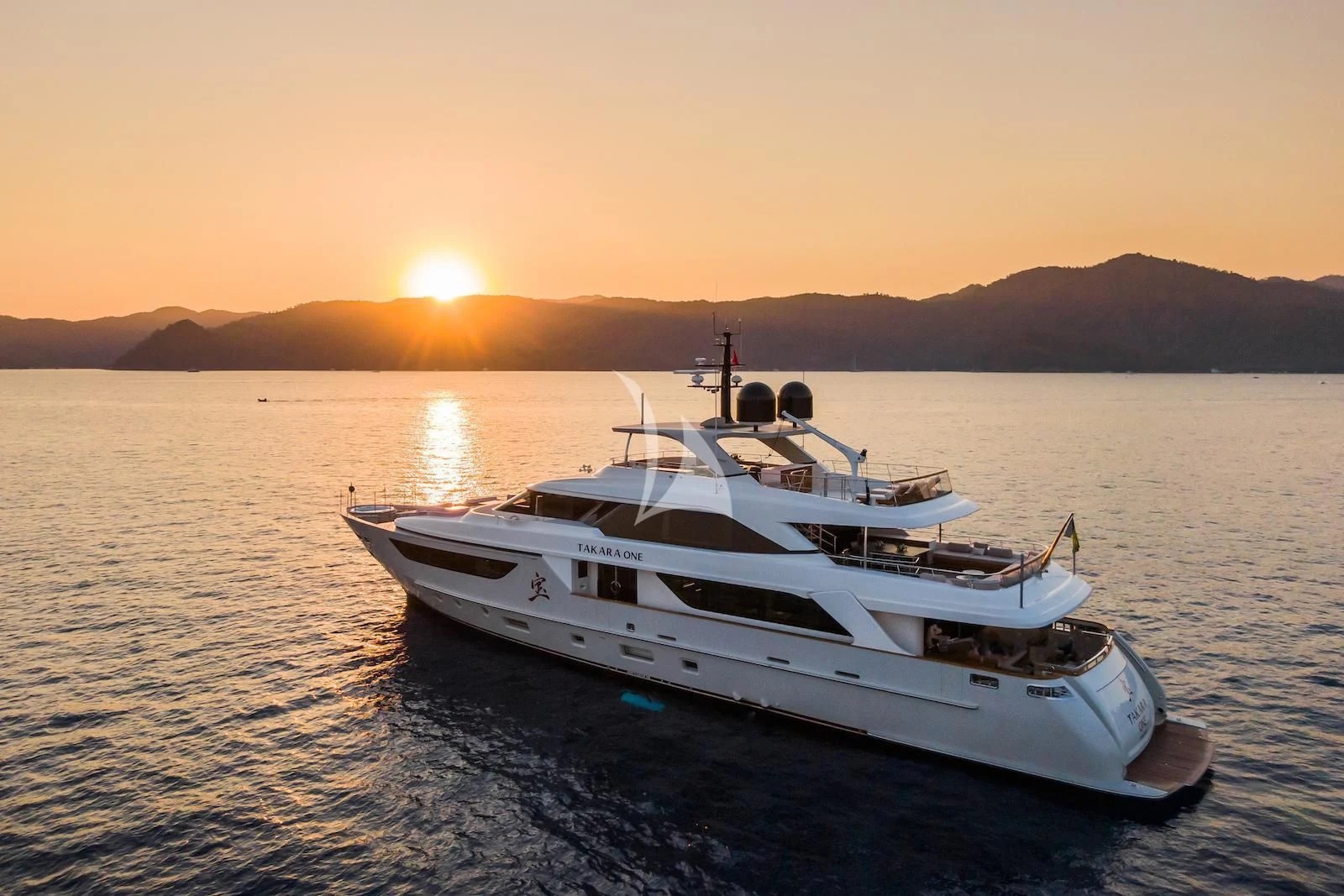 a boat on the water aboard TAKARA ONE Yacht for Charter