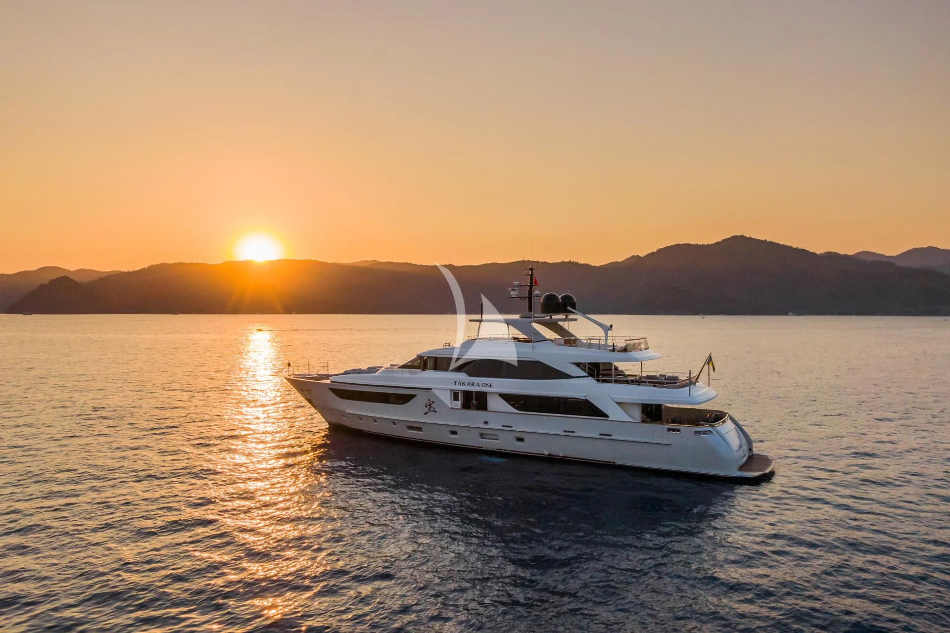 a boat on the water aboard TAKARA ONE Yacht for Charter