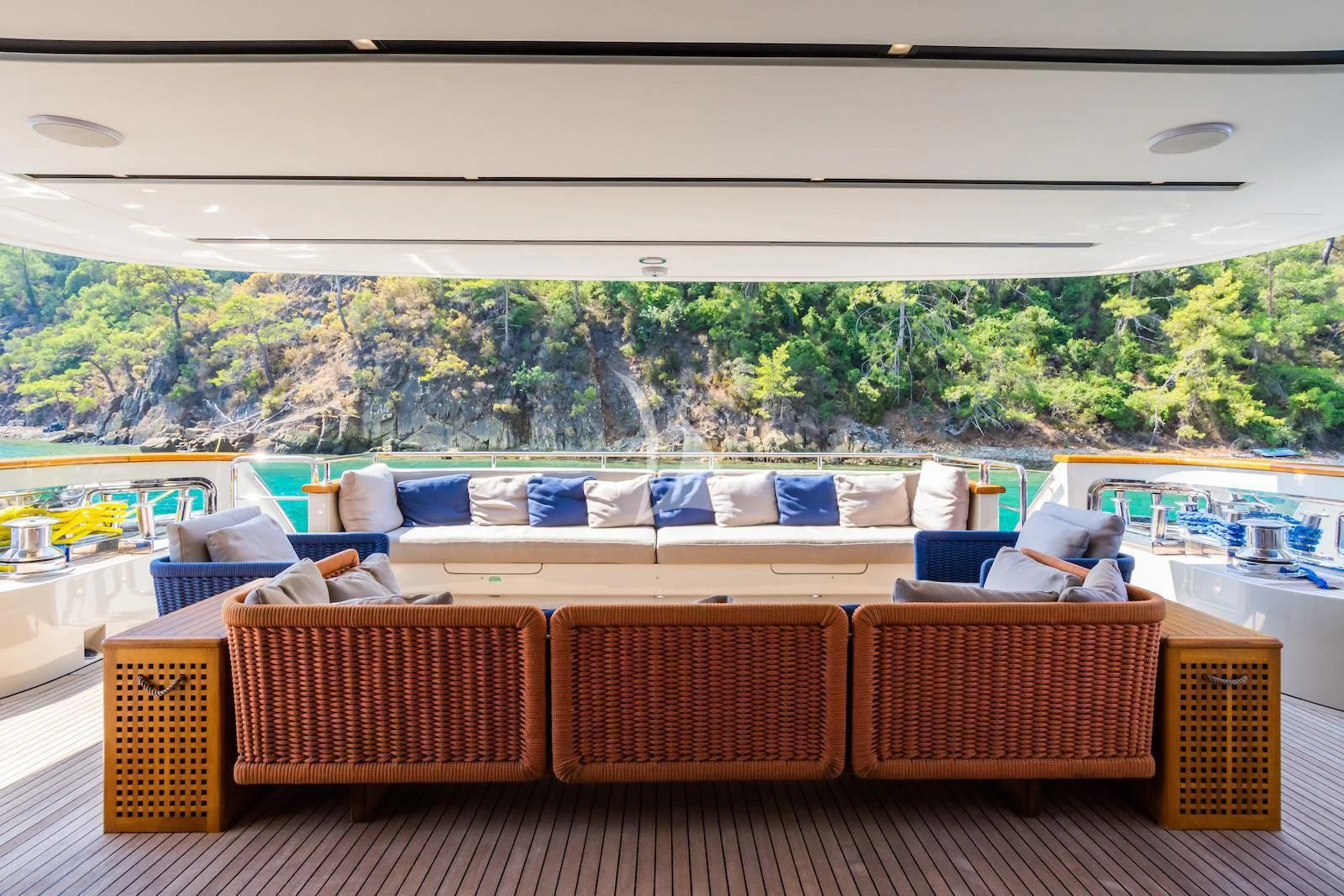 a group of baskets on a deck aboard TAKARA ONE Yacht for Charter