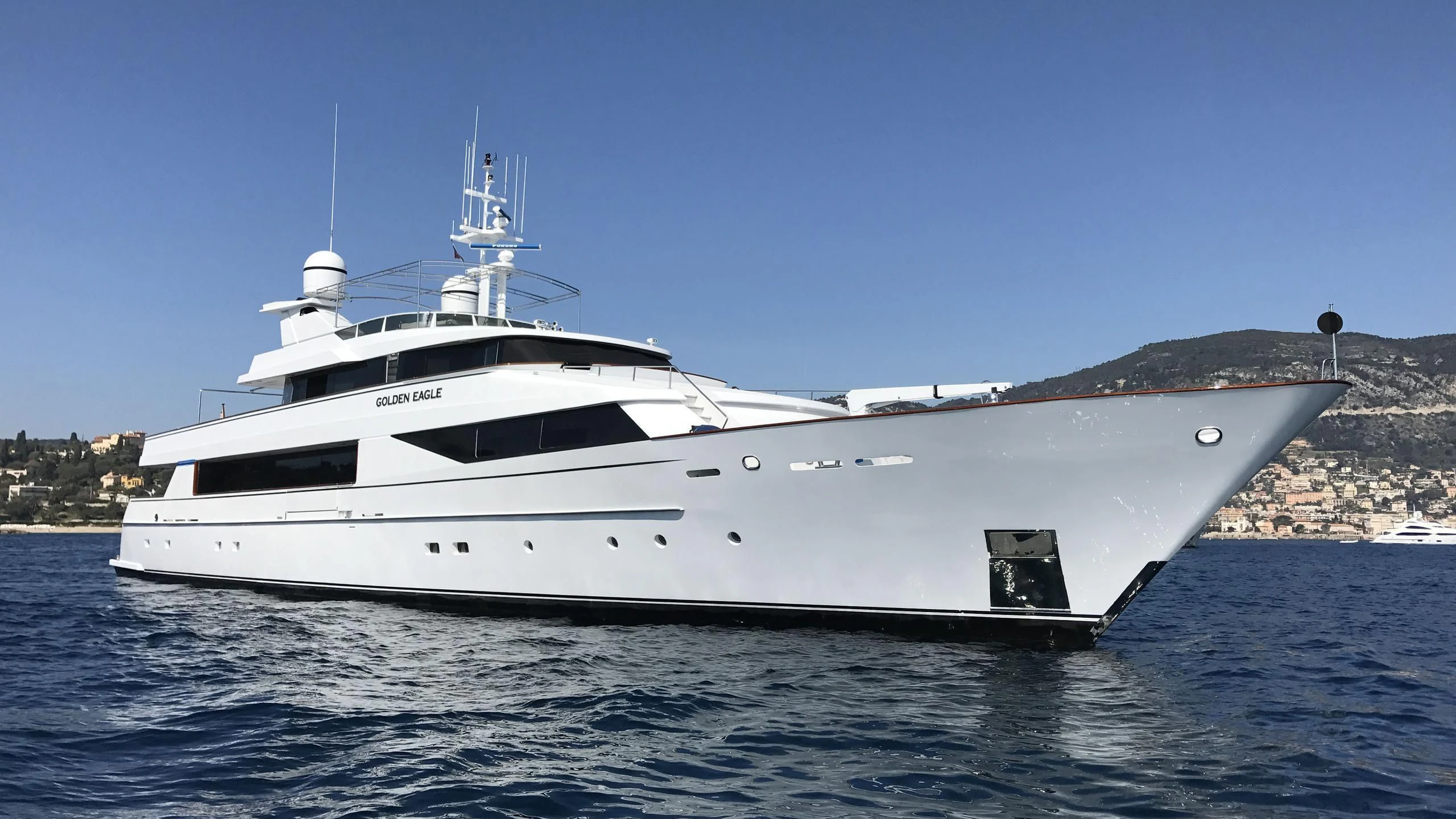 a large white ship aboard NATALIA V Yacht for Sale