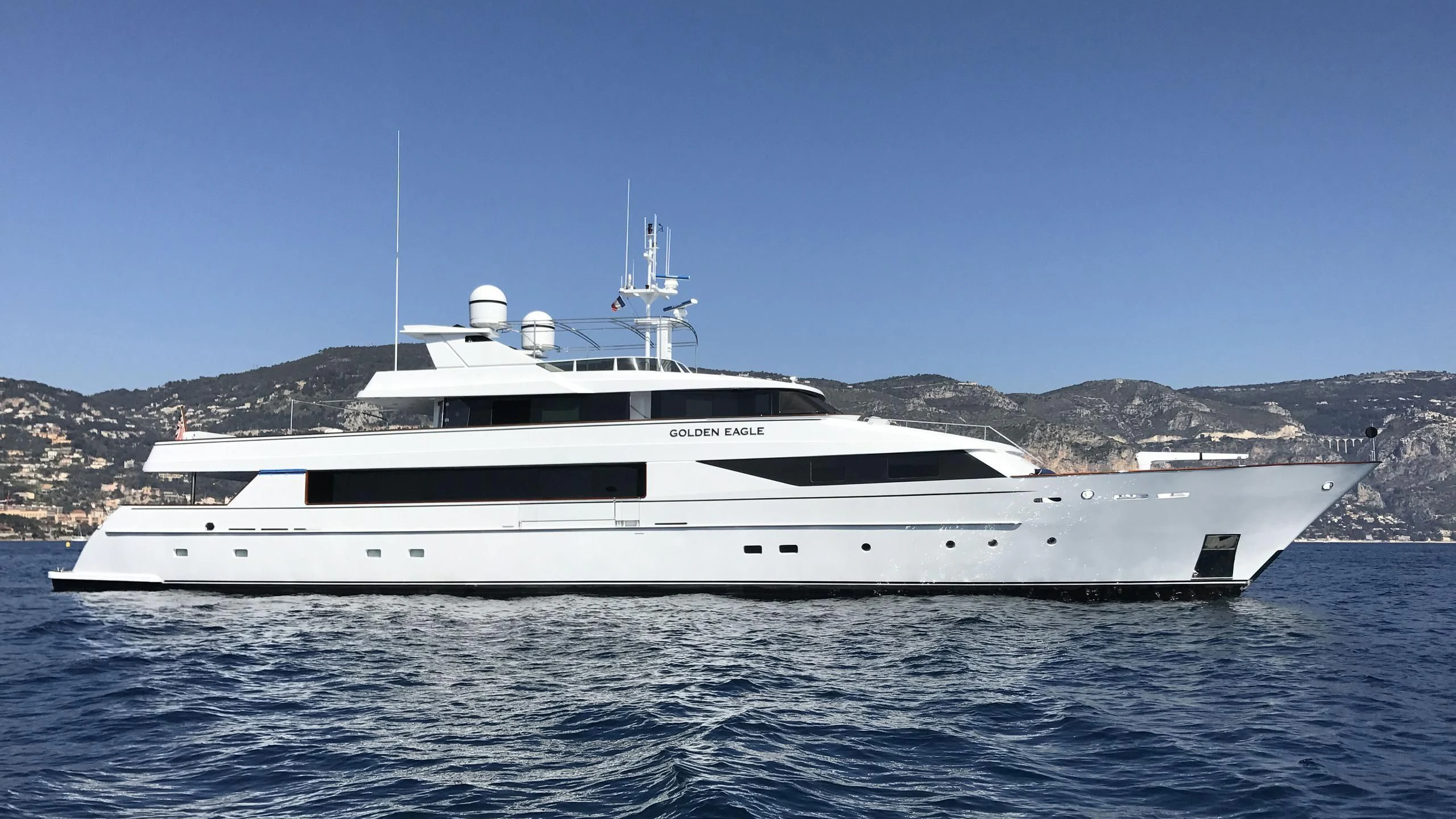 a white yacht in the water aboard NATALIA V Yacht for Sale