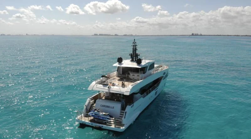 a boat in the water aboard CAROBELLE Yacht for Sale