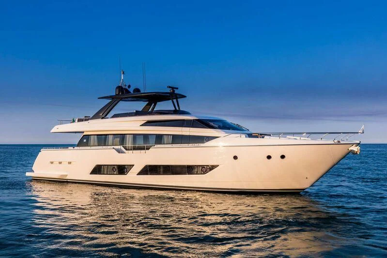 a white yacht in the water aboard EUPHORIA Yacht for Sale