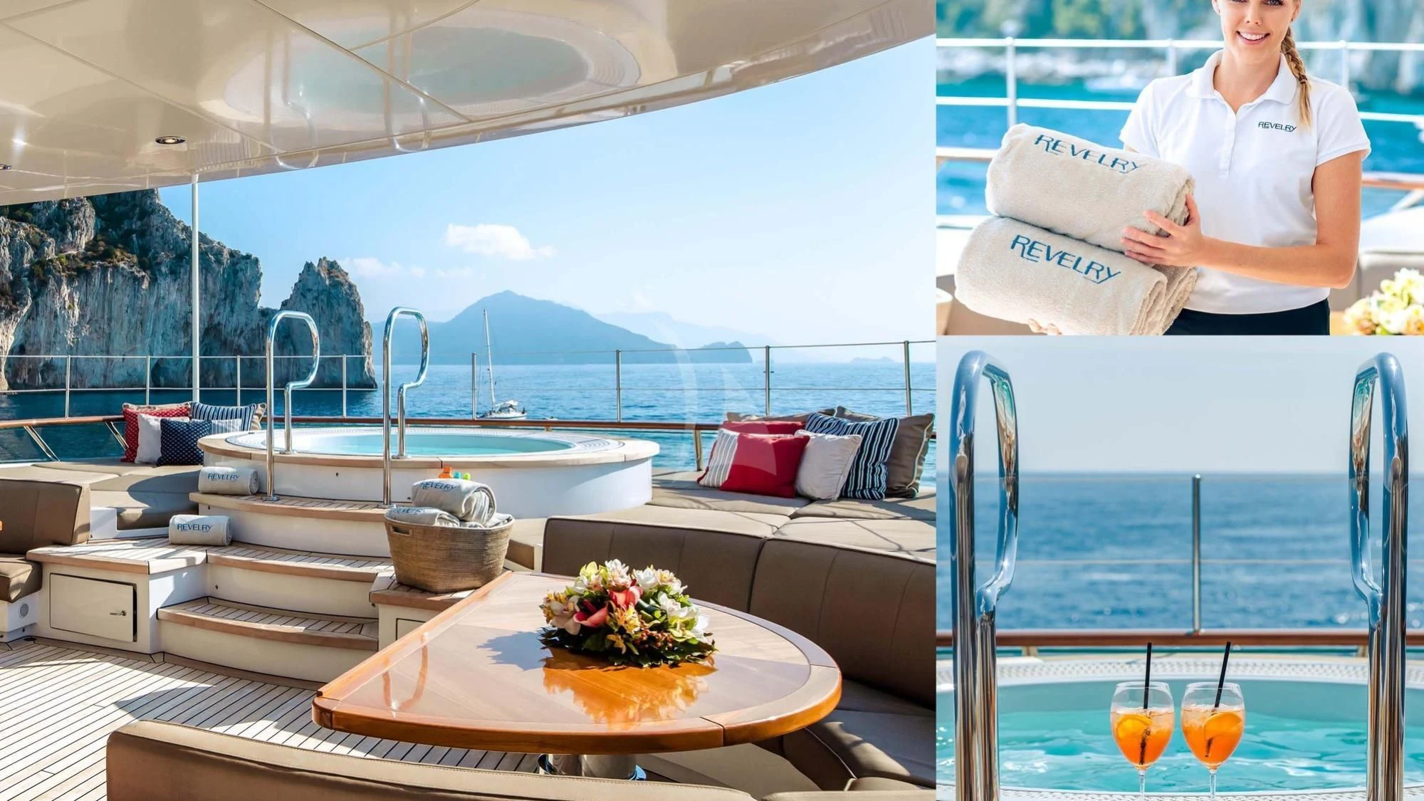 a person standing at a table aboard SARON Yacht for Sale