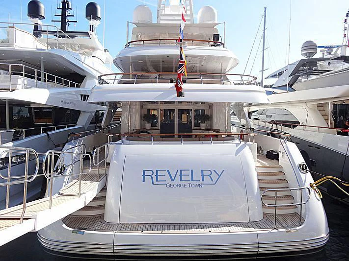 a boat docked at a pier aboard SARON Yacht for Sale