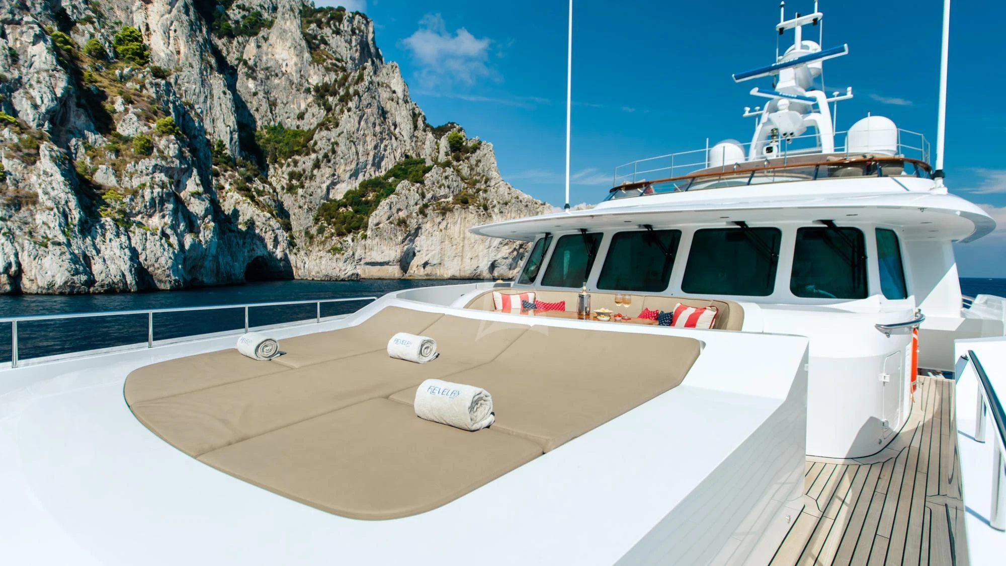 a boat on a dock aboard SARON Yacht for Sale