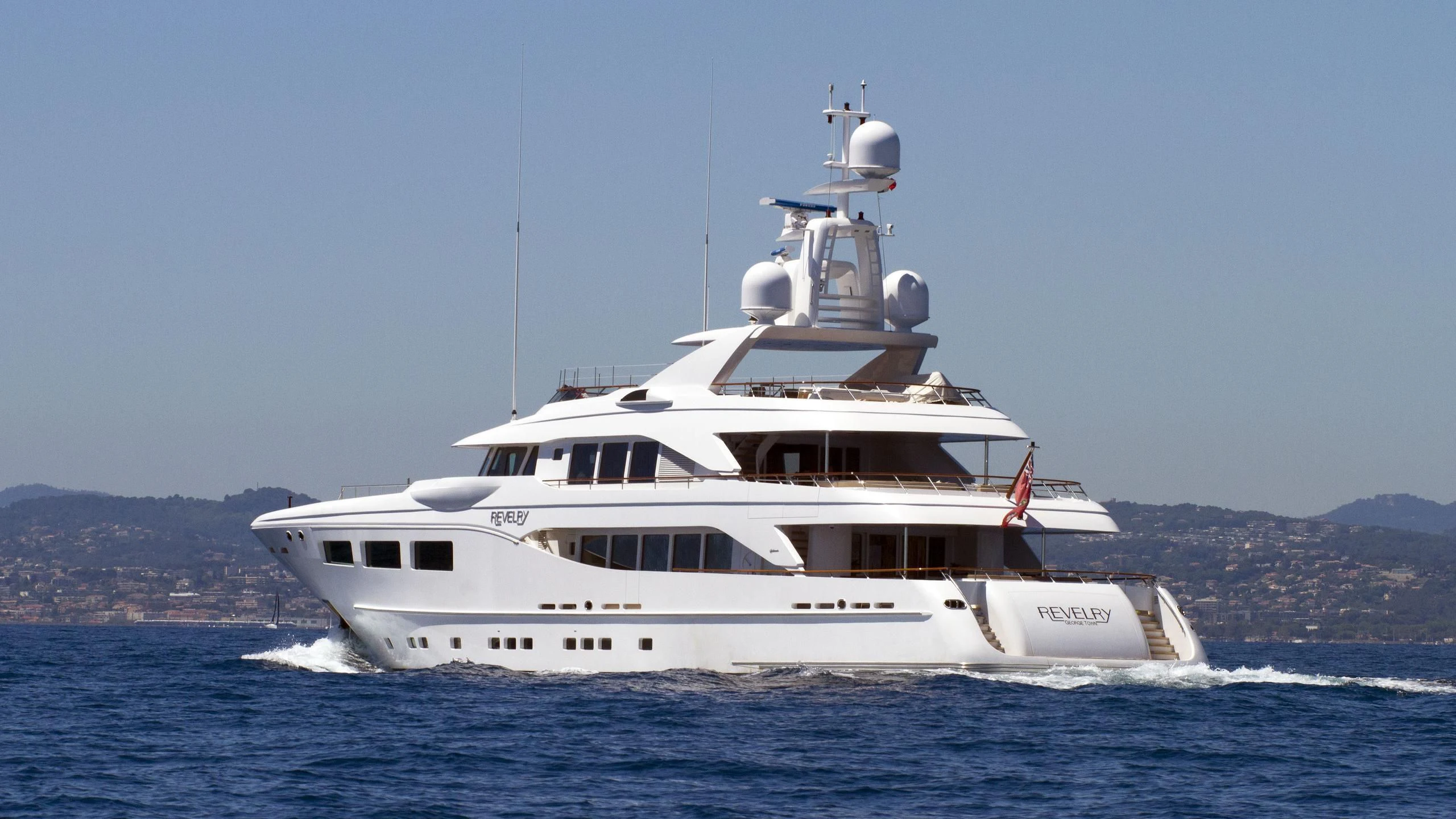 a large white boat aboard SARON Yacht for Sale