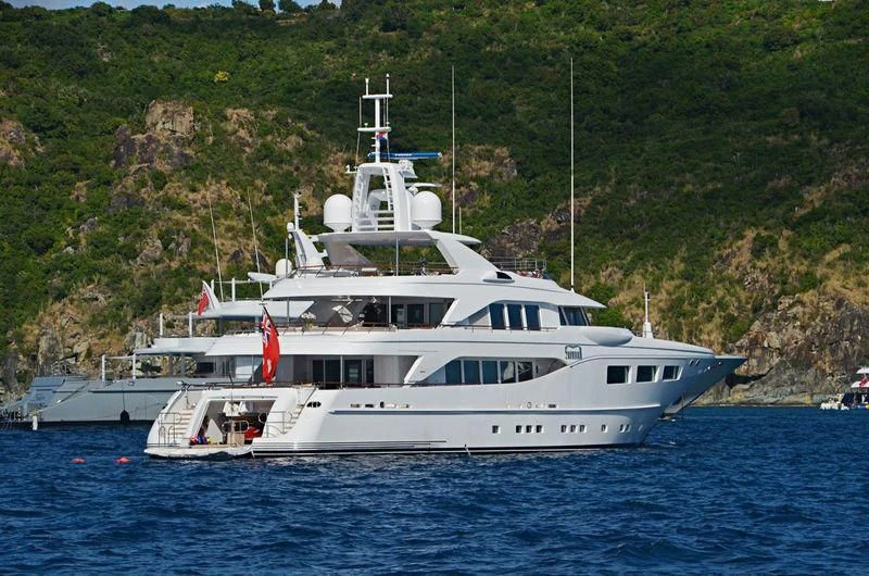 a white yacht on the water aboard SARON Yacht for Sale