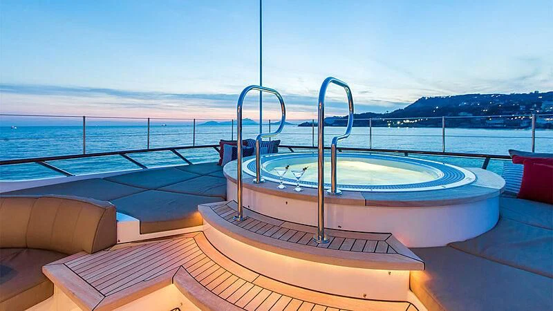 a boat on a deck aboard SARON Yacht for Sale