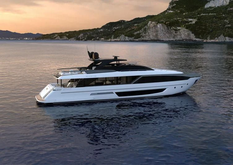 a white boat in the water aboard FATIMA Yacht for Sale