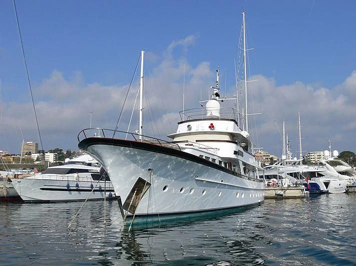 a group of boats in a harbor aboard IF ONLY Yacht for Sale