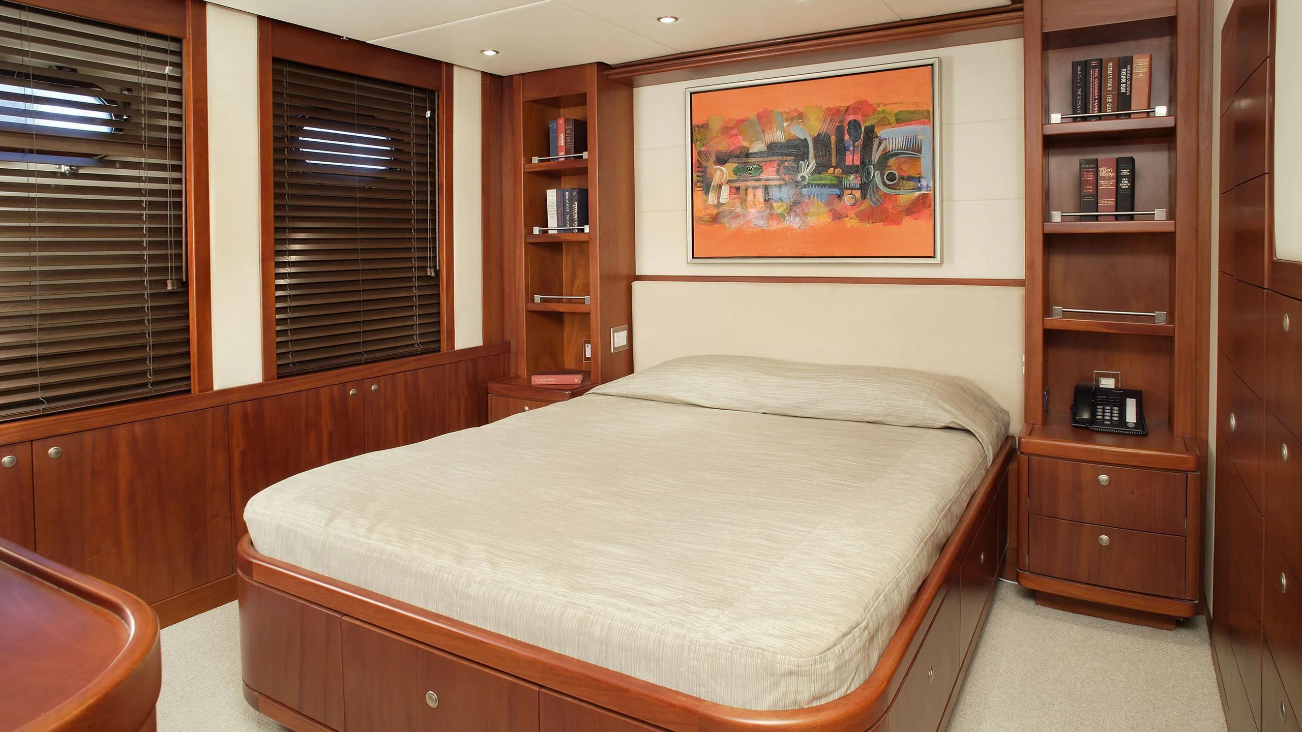 a bed in a room aboard IF ONLY Yacht for Sale