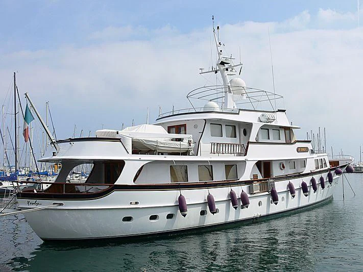 a large white boat aboard IF ONLY Yacht for Sale
