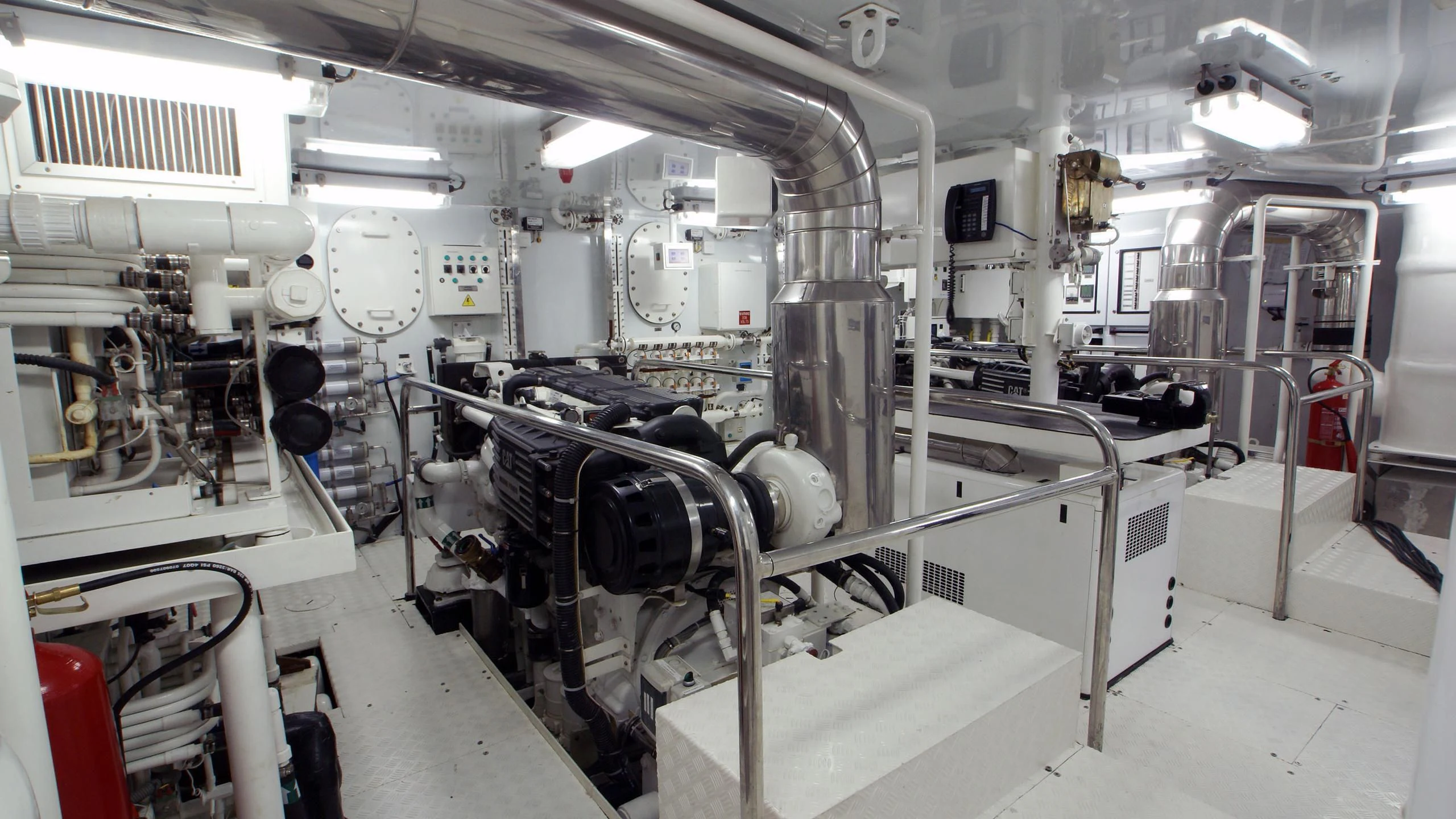 a room with machinery aboard IF ONLY Yacht for Sale